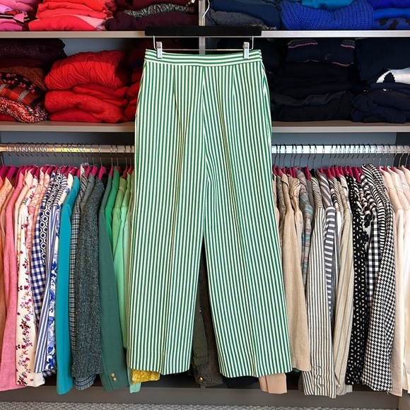 Vintage 70’s Jack Winter green/white striped wide leg trousers size 4​ - Picture 4 of 4